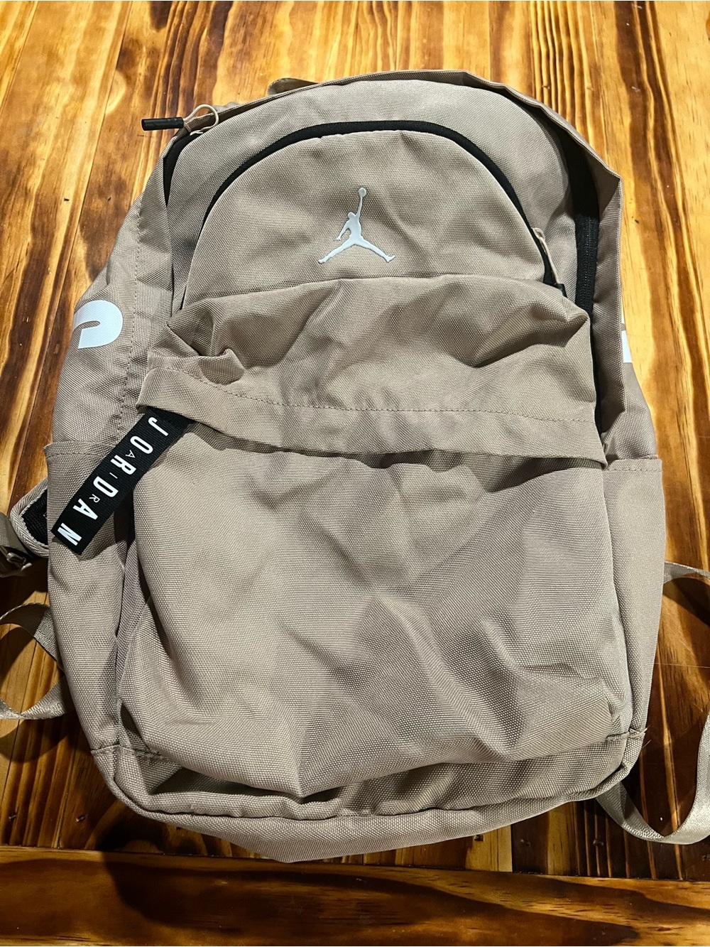 Jordan Taupe Canvas Backpack with White Jumpman